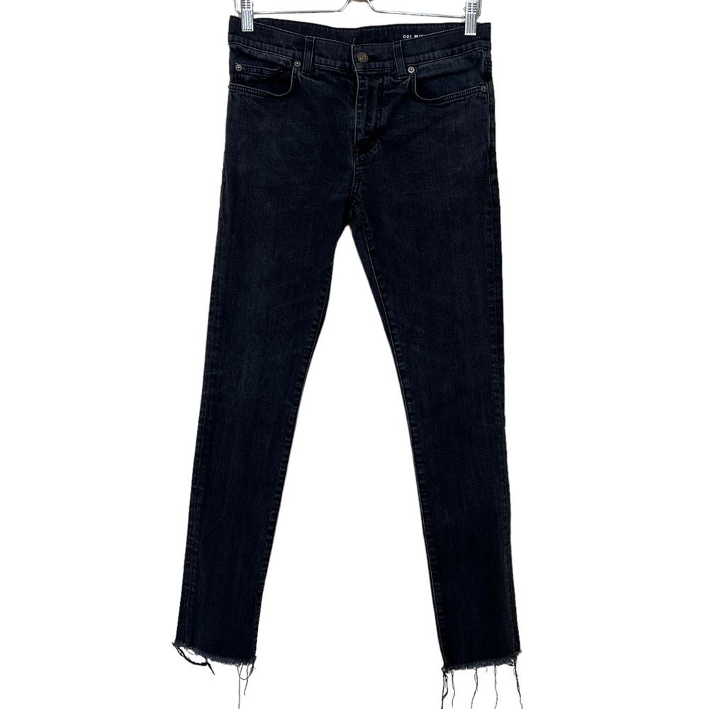 Saint Laurent Paris Mens D01 M/SK MW Faded Black Denim Frayed Hem Jeans Size 30